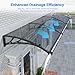 Awning for Door Entrance 40x48 Inch, Polycarbonate Canopy Front Door Awnings Exterior with Separate Drainage, All-Weather UV, Rain & Snow Protection for Porch, Patio, Window, or Deck