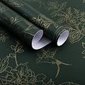 Froluya Dark Green and Gold Wallpaper Floral Peel and Stick Wallpaper 17.7"x118.1" Vintage Floral Contact Paper Peel and Stick Flowers Birds Removable Self Adhesive Wall Paper for Bedroom Cabinets