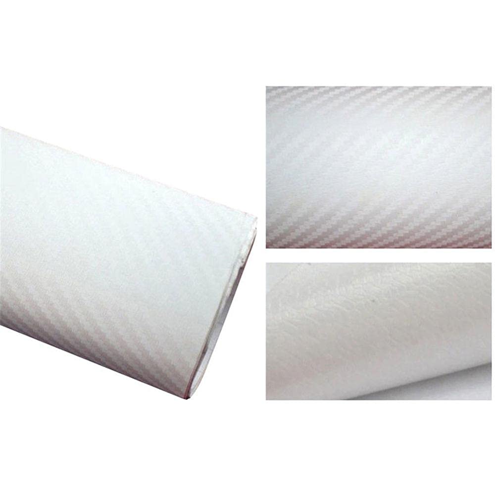Vinilo 3D fibra de carbono revestimiento coche elegante blanco de 152x20cm 7