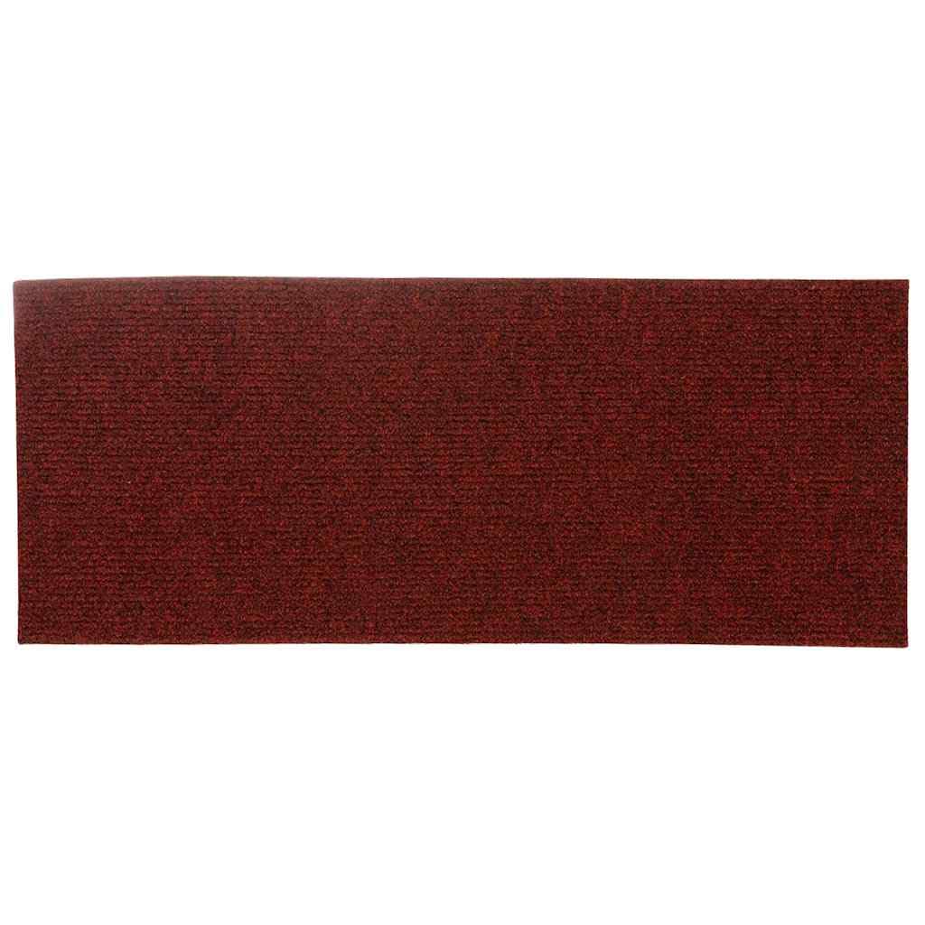 Samoprzylepne maty na schody, do drewna, korytarza, zwierząt domowych, dzieci, seniorów, ochrona przed hałasem, 15 sztuk, 60 x 25 cm, bordowo-czerwone, 15 sztuk