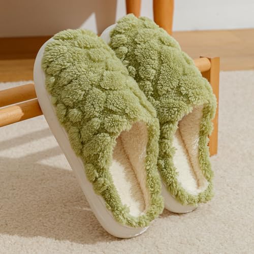 Women Slippers Solid Color Fuzzy Slippers Soft Plush Winter Thick-soled Anti-skid Warm-keep House Shoes Cotton Slippers2