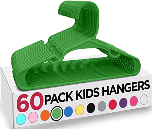 Image of Utopia Home 60 Pack Kids Hangers - 11.5 Inch Plastic Baby Hangers for Closet - Childrens Hanger for Clothes & Infant Hanger for Closet - for Everyday Standard Use (Green)