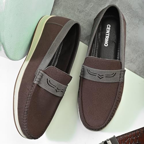 Image of Centrino Suede Loafers for Men | Shoes for Man Stylish | Casual Lightweight Slip-On | Cushioned Insole | Comfortable Moccasin Hand-Stitched Design | Mens Loafer Shoes Slip On for Man (9568)