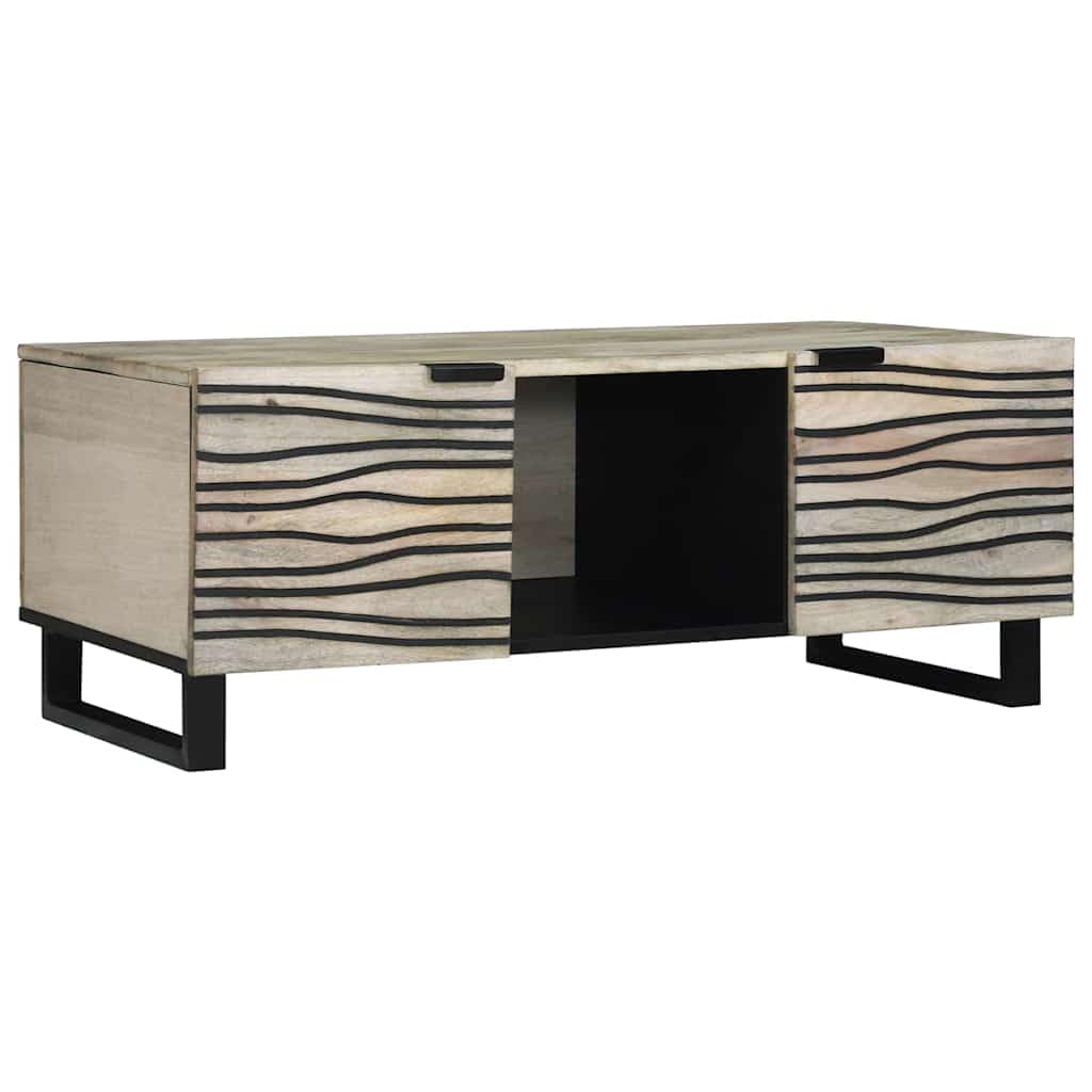 Table basse bois massif acacia pour optimiser le rangement d'un salon moderne