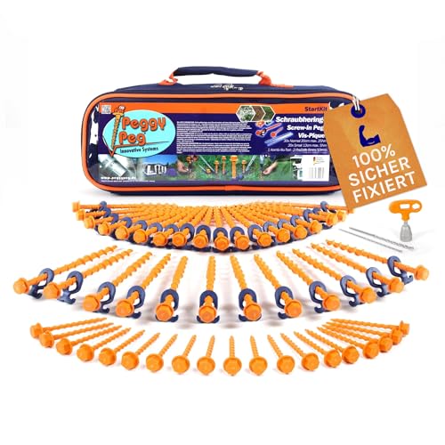 Peggy Peg – Schraubhering StartKit mit Heringen & Kombi Tool – Erdschrauben Set für weiche bis...