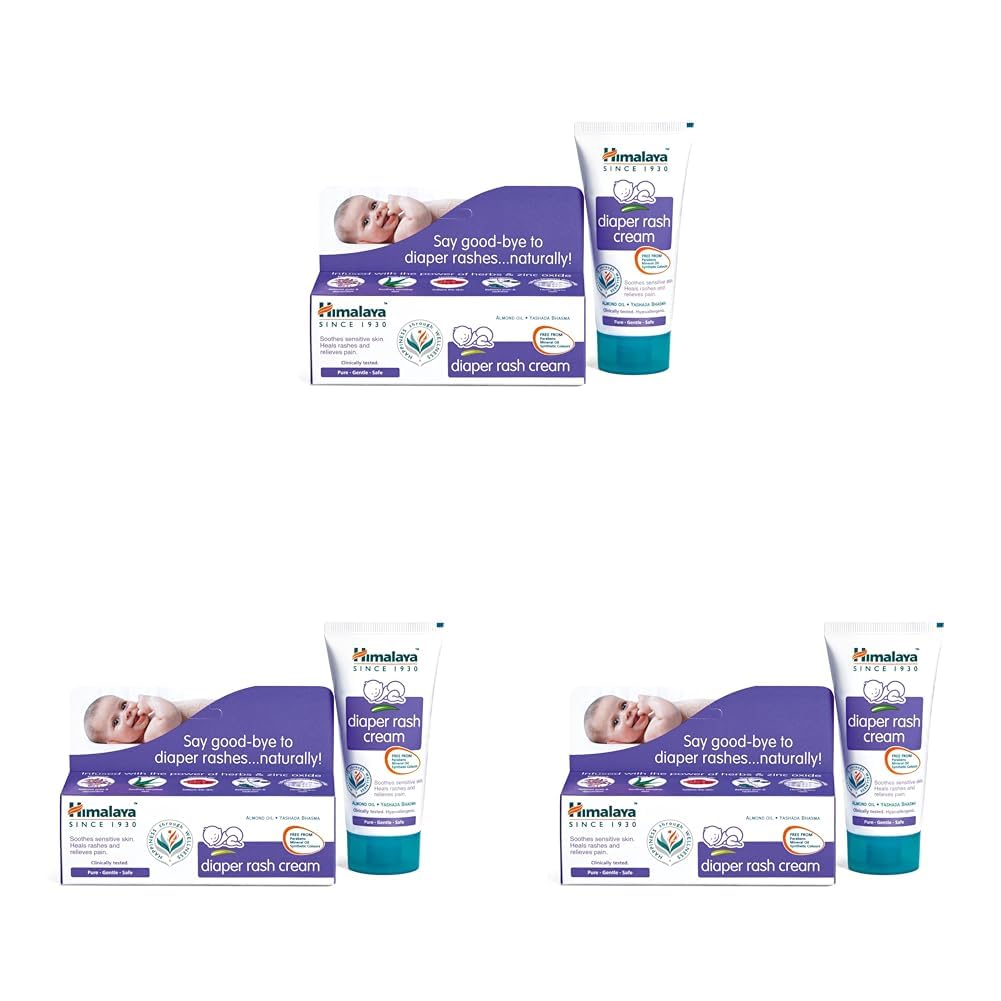 Himalaya Baby Diaper Rash Cream (100g) | Relieves Rashes, reduces Redness & Irritation | With Aloe Vera, Yashad Bhasma, Almond Oil (Pack of 3)