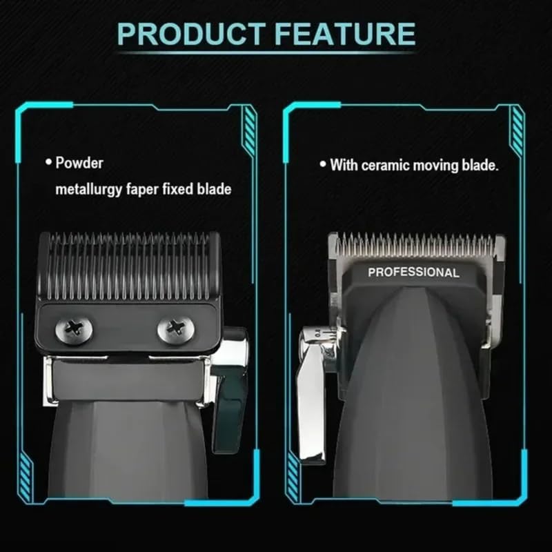 Image of VGR V-003 Ultra Premium Professional 9000 RPM 2 Speed Hair Clipper Set Metal Housing Ceramic & Powder Metallurgic Blade Digital Display 2500 Battery 4 adjustable Taper Lever 6 Guide comb (GREEN)