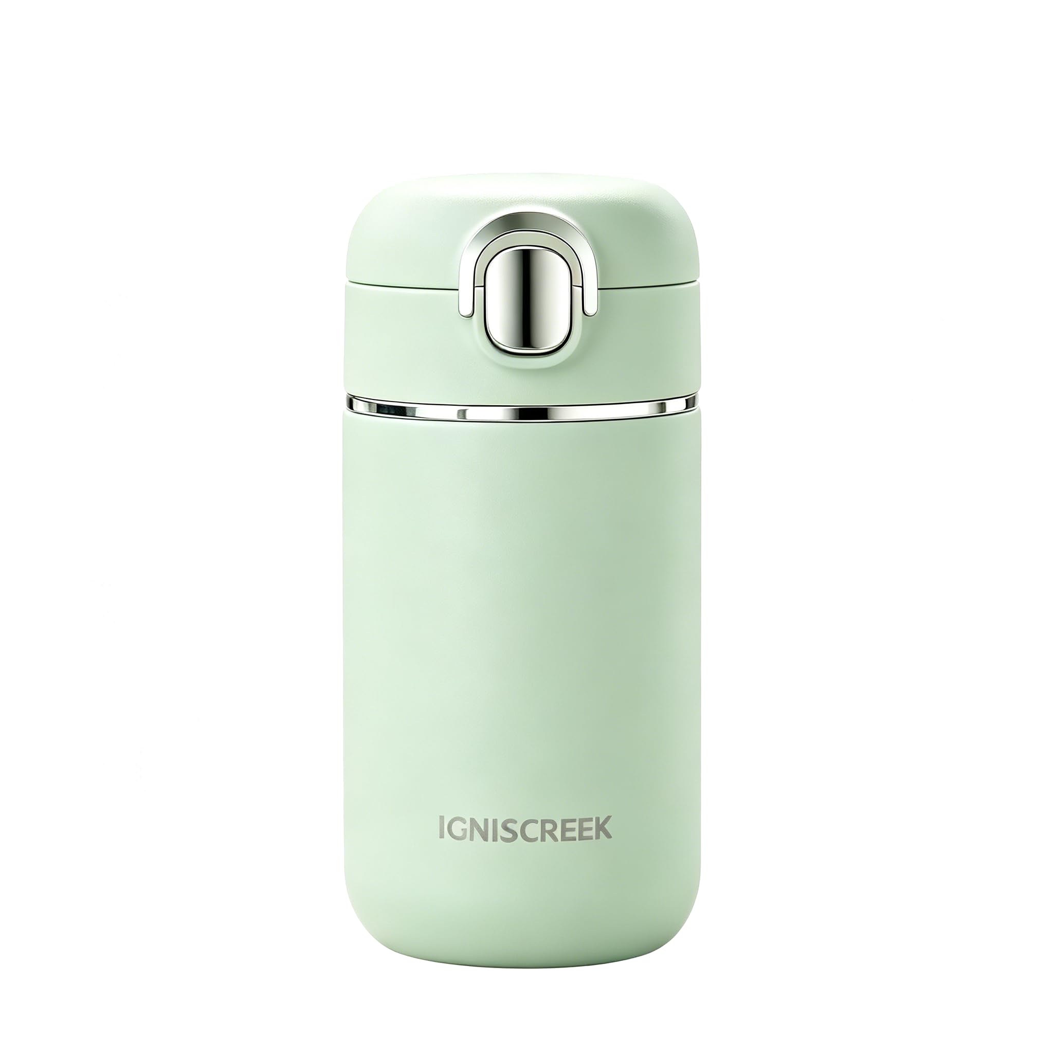 IGNISCREEK One Touch Vacuum Insulated Travel Mug, 316L Stainless Steel Coffee Cup, Leakproof & BPA Free, 9H Hot 12H Cold, Lightweight Mini Portable Travel Flask, 350ml (Sage Green)