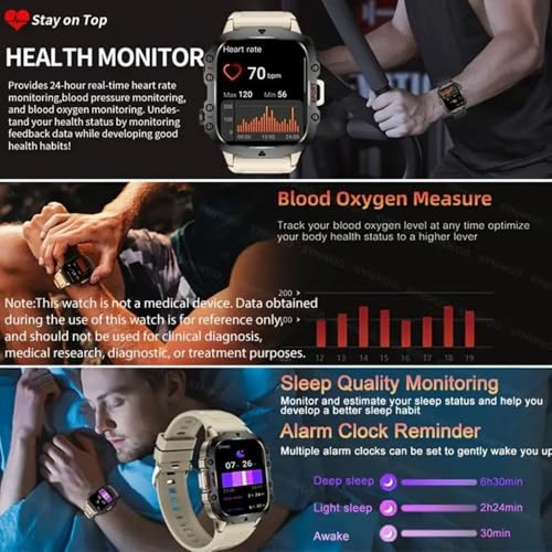 Image of Smart Watches for Men, Fitness Smart Watch for Android and iPhone, Fitness Tracker with Blood Pressure /Heart Rate /Sleep /100+ Sport Modes IP68 1.96 inch HD, 420 mAh, 2 Straps