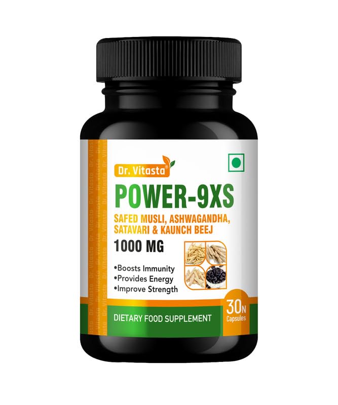 DR. VITASTA Power 9X Safed Musli, Ashwagandha, Satavari & Kaunch Beej 1000 Mg | Boosts Immunity | Provides Energy | Improve Strength | Dietary Food Supplement | (30 Capsules - Pack of 1) (B0D41MKLPS) Amazon Price History, Amazon Price Tracker