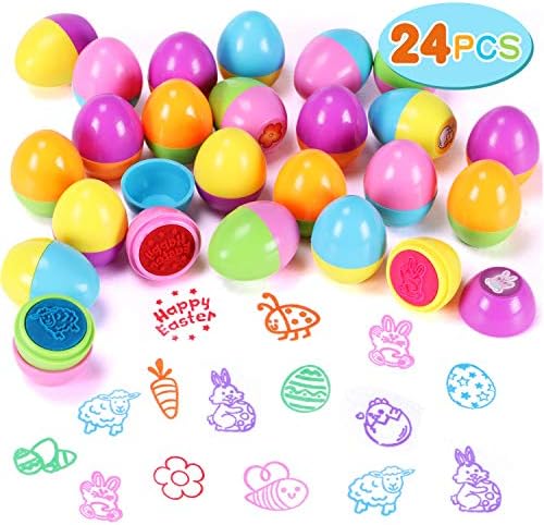 24 PCS Easter Egg Stampers Easter Toys for Easter Eggs Hunt Game, Easter Theme Party, Easter Egg Stuff, Easter Basket Stuffers Fillers, Easter Stamps Gifts, Classroom Prizeย