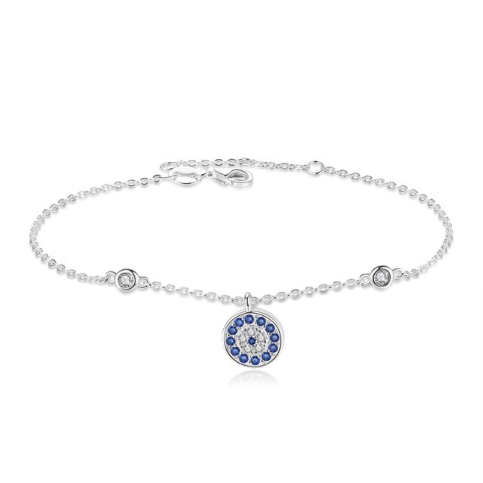 Lucky 925 Sterling Silver Evil Eye Bracelet For Women Real Blue Zircon Turkey Eye Wedding Fine Jewelry Gift