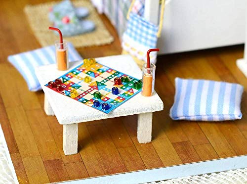 QLKJ DIY Haus Modell Holzpuppe Haus Handgefertigte Miniatur Bausatz-Sunshine üBerlauf Modell MöBel – Bild 8