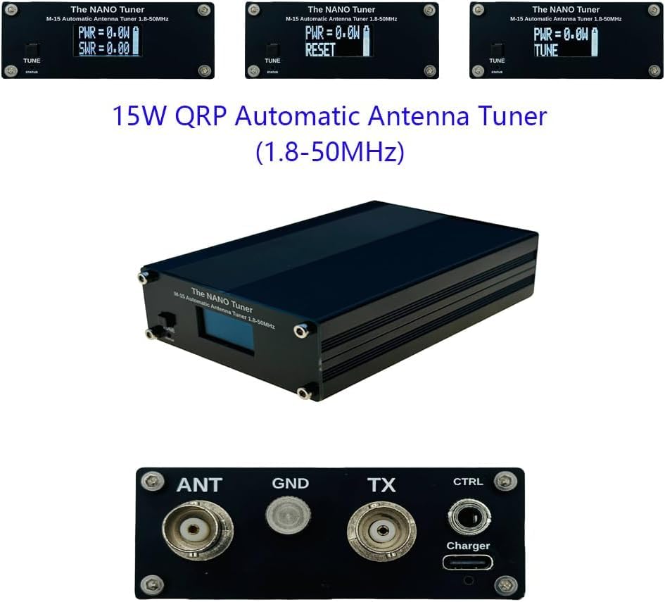 ATU-10 QRP Tuner 15 W 1,8-50 MHz OLED magnete relè supporto IC-705