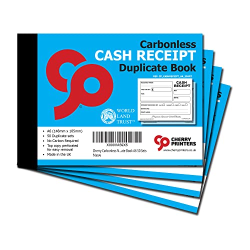 Carnet de reçu sans carbone A6 avec duplication nette Cherry 4 pièces 50 pages