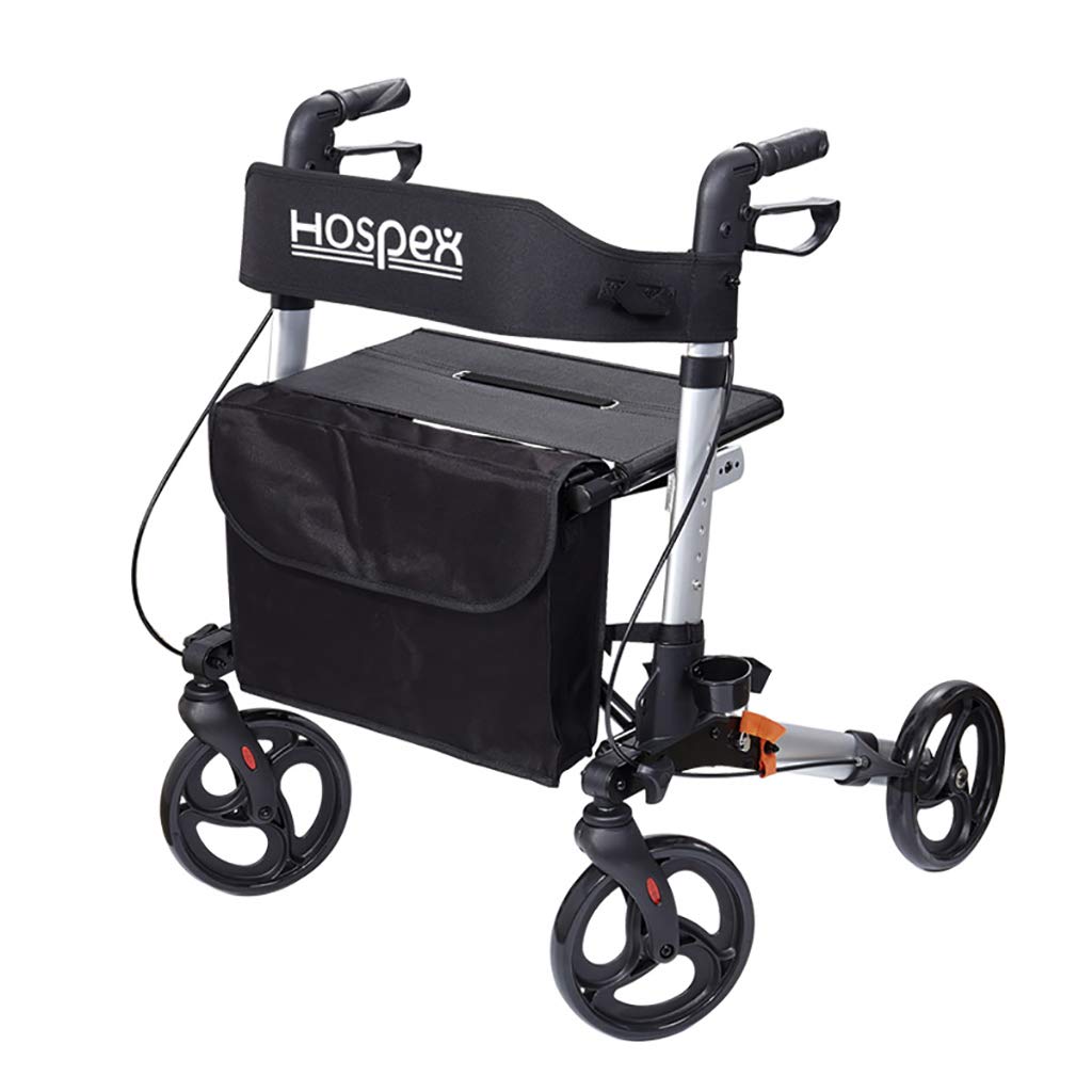 Andador gris plegable para caminar, andador, andador, carrito de la compra con asiento y freno de mano, para ancianos, estrella de luz