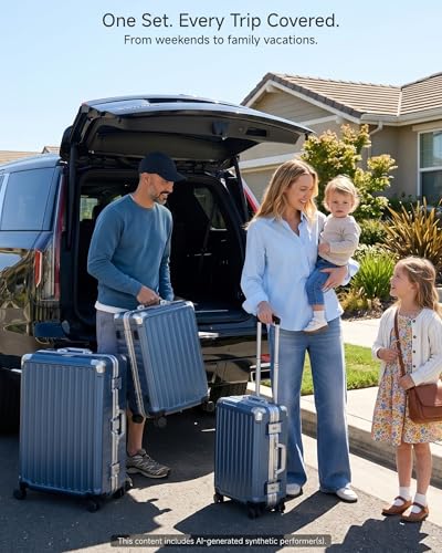 Image of LUGGEX Luggage Sets with Spinner Wheels, 8010S Aluminum Frame Zipperless Polycarbonate Hard Shell Suitcase Sets (ZX-Core, Charcoal Metallic, 3 Piece (20 /24 /28))