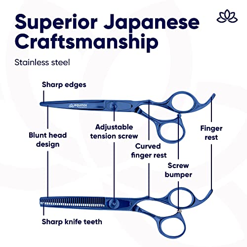 Image of Equinox Professional Hair Scissors Set - Barber & Thinning Shears for Cutting & Grooming, Premium Japanese Stainless Steel Scissors
