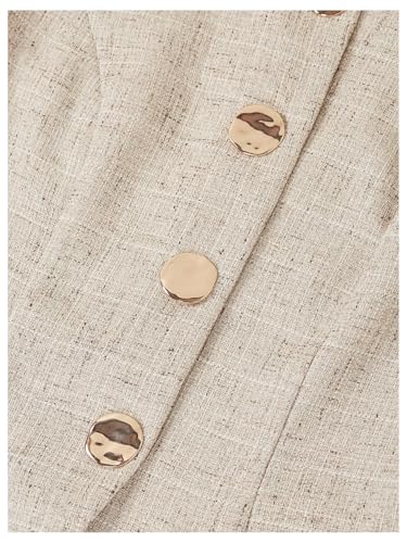 SOLY HUX Women's 2 Piece Business Casual Outfits Elegant Button Up Crew Neck Blazer Vest and Pants Set3