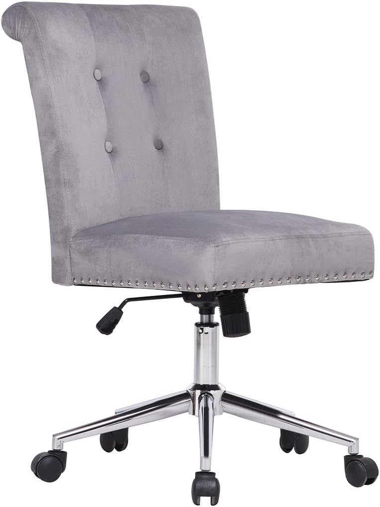 Buy Home Office Desk Chairs Armless Computer Chair With Wheels Comfy Fabric Office Chair Cute Velvet Upholstered Swivel Chair For Bedroom Living Room Grey Online In Indonesia B08xxc6mc8 Buy Home Office Desk Chairs Armless Computer Chair With Wheels Comfy Fabric Office Chair Cute Velvet Upholstered Swivel Chair For Bedroom Living Room Grey Online In Indonesia B08xxc6mc8