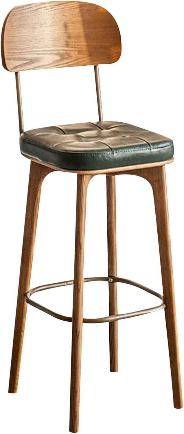 Tabouret de bar de cuisine en cuir vert pour îlot central