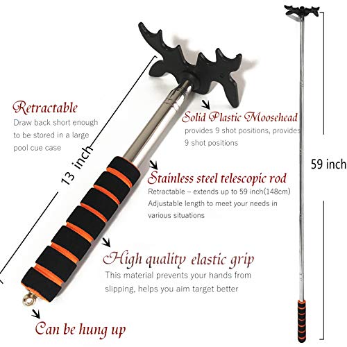 Tai ba cues Retractable Billiards Pool Cue Stick Bridge with Antler Bridge Head, Billiards Pool Cue Accessory
