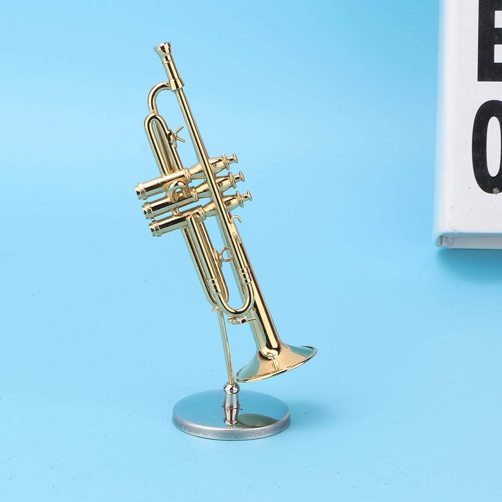 Miniature Golden Trumpet Model, Delicated Mini Instrument Ornament Decoration for Music Lover Home Ornaments