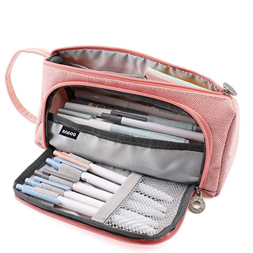 Preisvergleich Produktbild Große Kapazität Briefpapier Pouch Halter StiftetascheGriff FedertascheLeinen Stifte Etui MäppchenSchool Student StifthalterFedermäppchen,Groß Federtasche Bleistift Beutel (Pink)