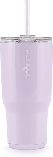 REDUCE Cold1 - Vaso de 34 onzas con tapa y popote, botella de agua de acero inoxidable aislada al vacío para el hogar, la oficina o el automóvil