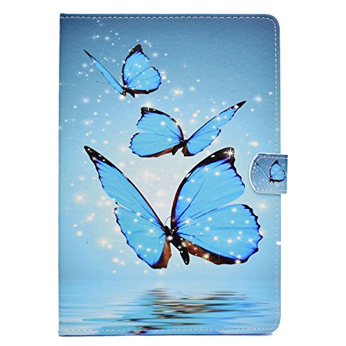 HereMore Case for Samsung Galaxy Tab A 9.7 Inch SM-T550/SM-T555, Premium Leather Folio Case Stand Cover with Card Slots for Samsung Galaxy Tab A 9.7" Tablet, Blue Butterflies