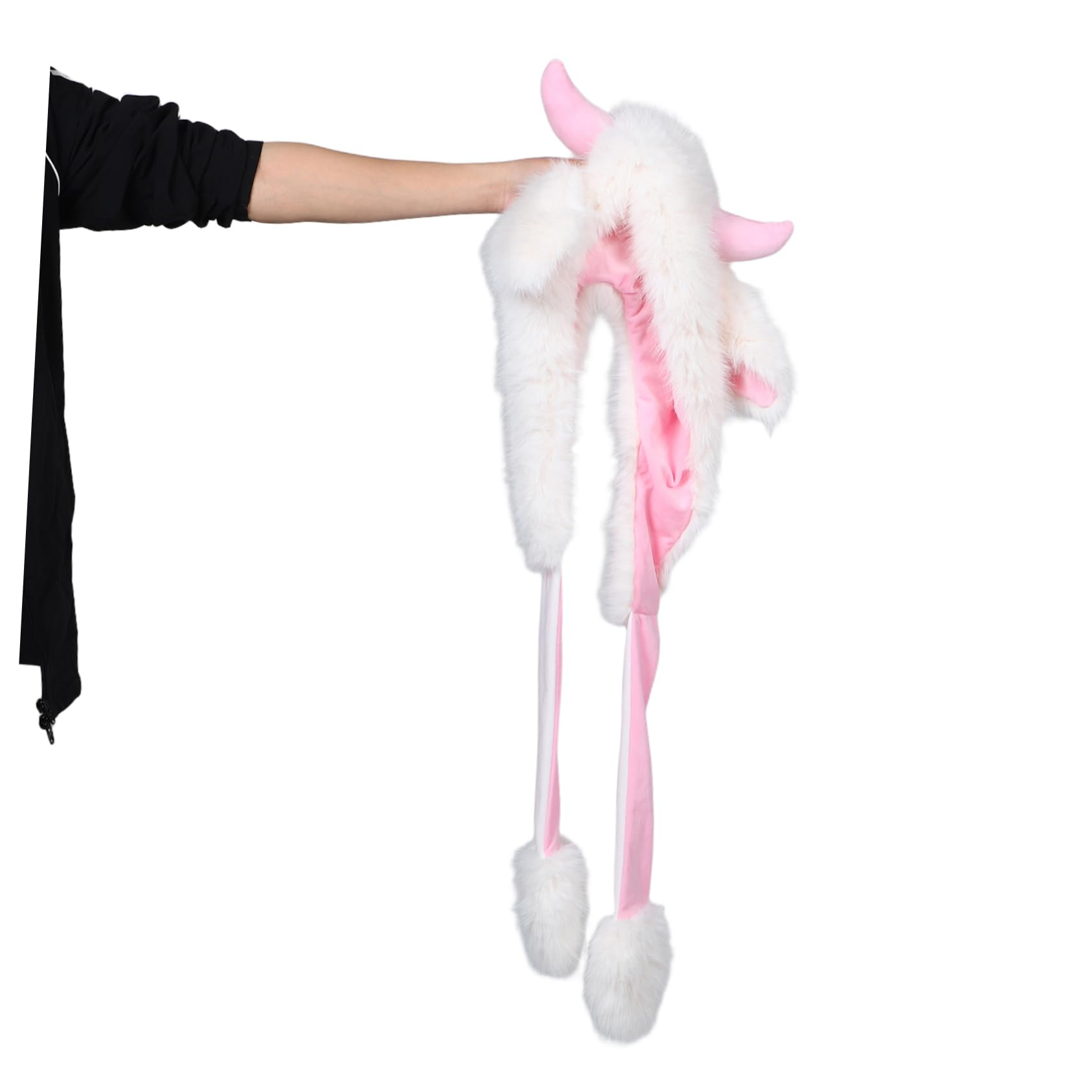 Healeved Sombrero de Cuerno Divertido con Bufanda de Felpa Cálido Gorro de Animal para Clima Frío para Disfraces de Halloween y Adolescentes