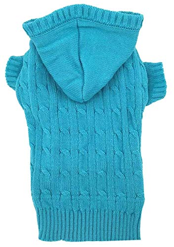 Lanyarco Sky Blue Dog Classic Cable Pet Sweater Hoodie for Dogs, XXX-Large (XXXL) Size