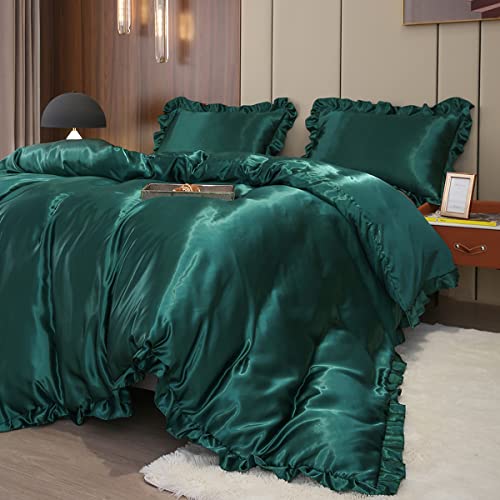 Freyamy Satin Bettwäsche 220x240cm 3tlg Luxus Glatt Seide Glanzsatin – Ansicht 3
