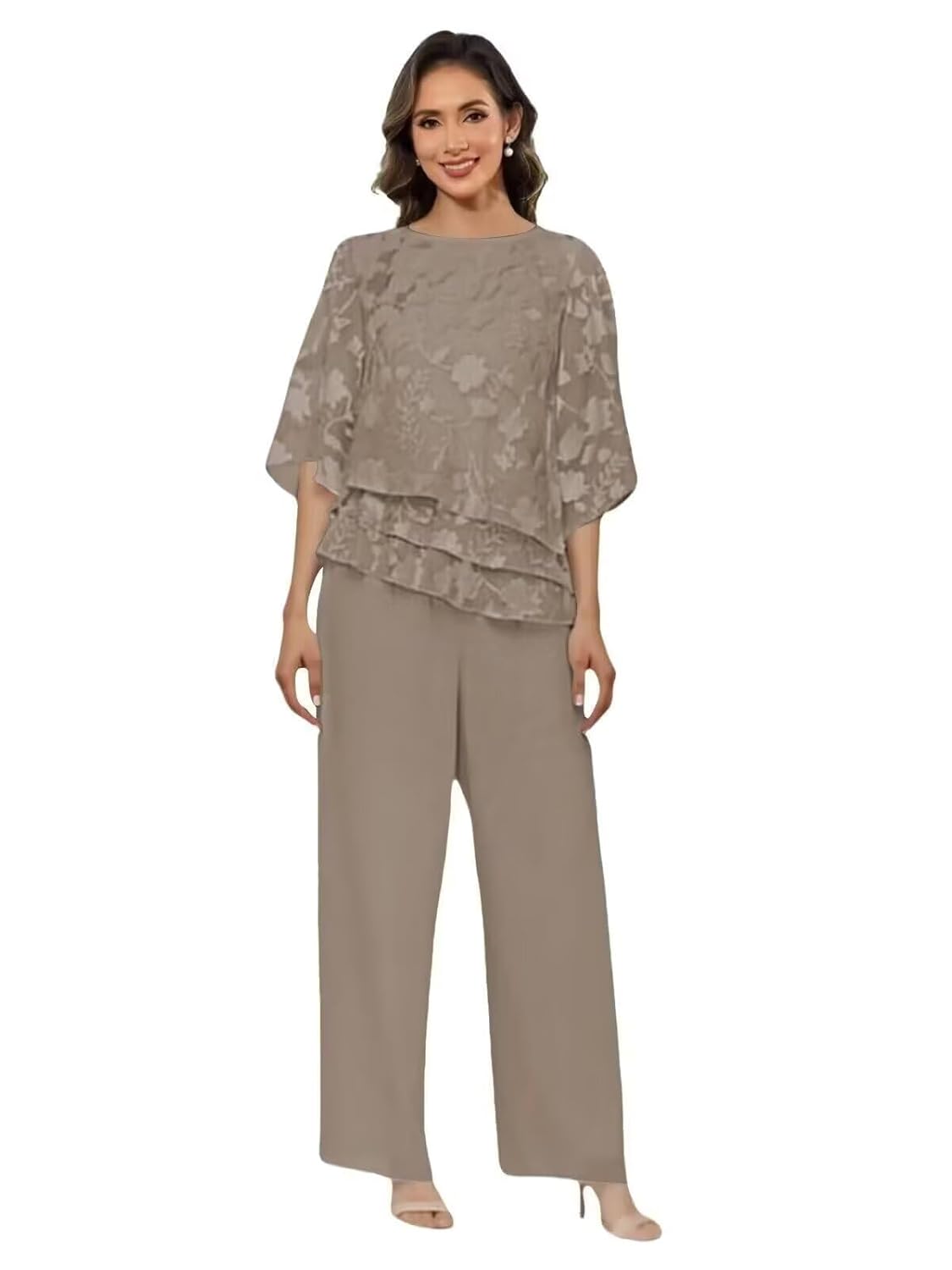 2 Pieces Womens Pant Suits Grandmother of The Bride Dresses Pantsuits for Wedding