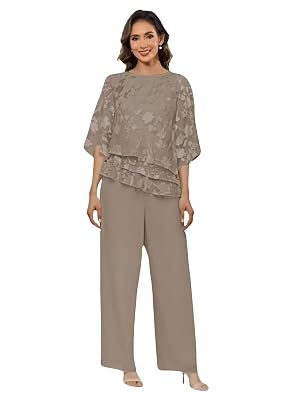 2 Pieces Womens Pant Suits Grandmother of The Bride Dresses Pantsuits for Wedding