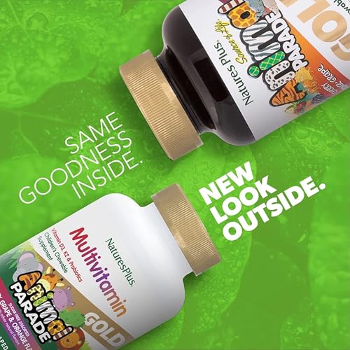 NaturesPlus Animal Parade Gold Children’s Multivitamin - Animal Shaped Chewable Multi for Kids - Assorted Flavours - Vegan, Gluten Free - 120 Chewable Tablets - Image 3
