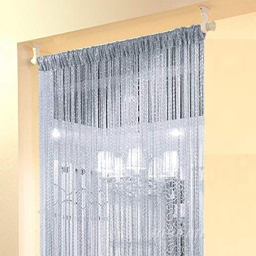 Home Decor Sequin Curtain For Doorway,Door String Curtains,39X79 Inch Hanging,Closet Blind Living Bedroom Divider,Window Wall Panel Fringe Sheer No Beads Beaded Decorative Crystal (Silver) #TOP1