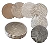 Trivets for hot dishes 8 inch hot pads for kitchen trivets for hot pots and pans 6 pcs heat resistant pot holders with storage basket  urban country home decor
