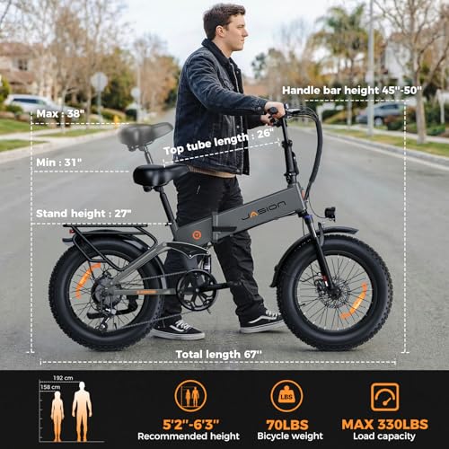 Image of Jasion X Hunter /PRO Electric Bike for Adults,1800W /1400W Peak 20''Fat Tire Foldable Ebike,Folding E Bike Up to 80 /70 Miles Range,720 /624WH Removable Battery,30 MPH E Bike,Certified by UL2849