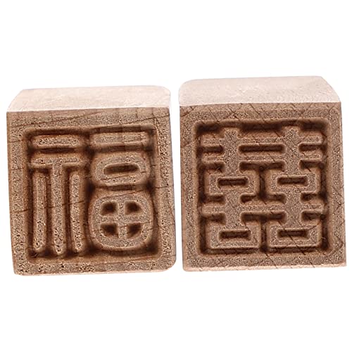 PLAFOPE 2Pcs Wooden Dessert Stampers for Mooncake Cookie Baking Auspicious Patterns Cake Molds Pastry Supply for DIY Baking Mid Autumn Festival Treats
