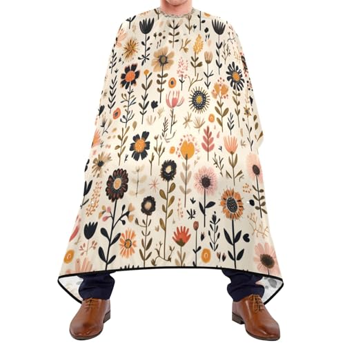 Kigai Colorful Flowers Hair Cutting Cape for Men & Women Waterproof Barber Cape Professional Hairdressing Salon Styling Apron with Adjustable Closure Snap