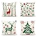 FEPITO 4 szt. zestaw świątecznych poszewek na poduszki 45 x 45 cm kwadratowa poszewka na poduszkę na sofę, kanapę, łóżko i samochód
