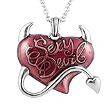 Controse Sexy Devil Heart Necklace Red and Silver Tone 28'