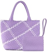 Woven Tote Bag For Women, Large Leather Top-Handle Handbag with Handmade Purse, Ladies Trendy Out...