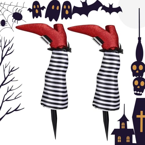 Adornos de Halloween para suelo con estacas de bruja invertidas 8