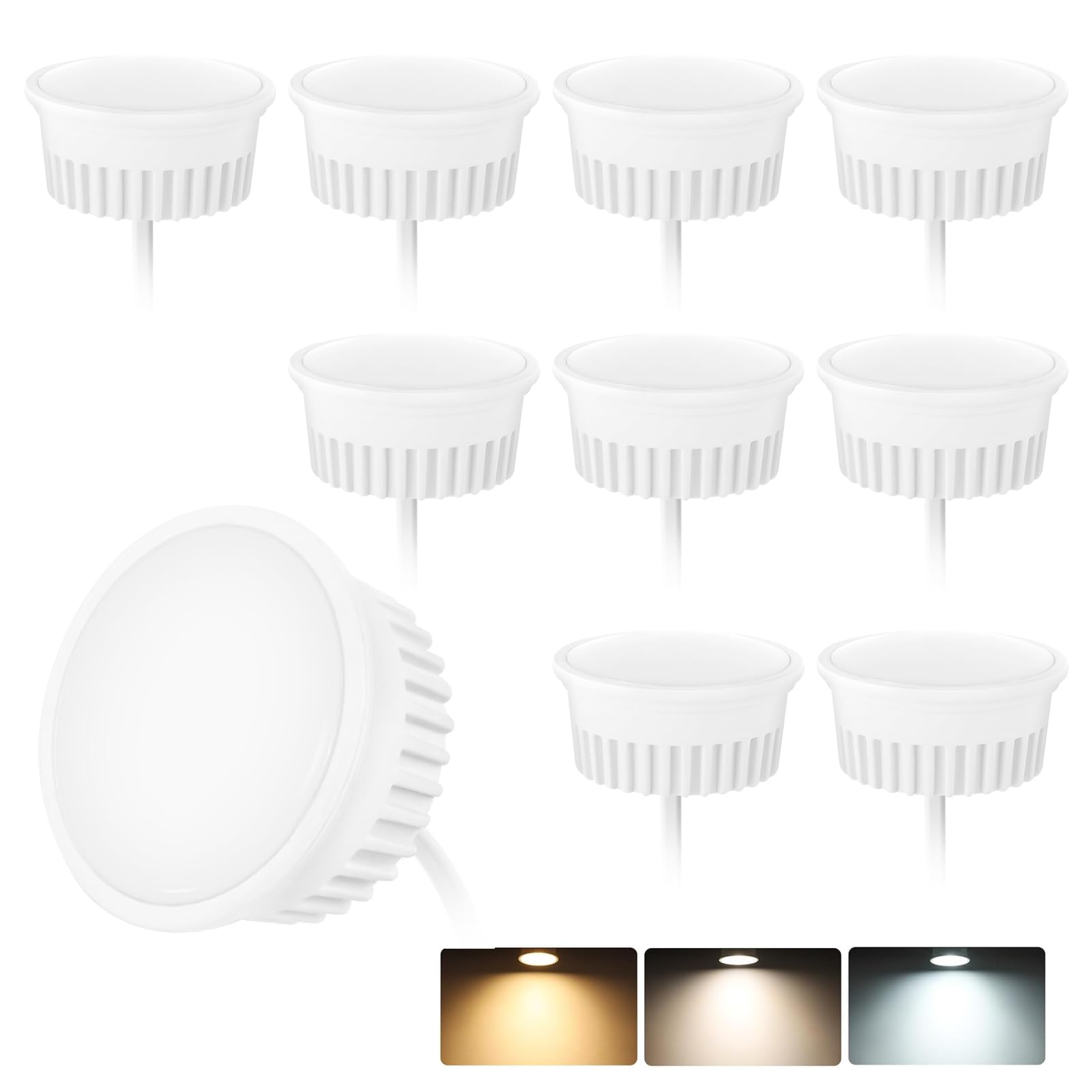 KYOTECH 10x Modulo LED Ultrapiatto ø50x23mm Dimmerabile 3CCT Bianco caldo 3000K Bianco naturale 4000K Bianco freddo 6500K Sostituzione per MR16 GU10,120°per faretti da incasso a soffitto plafoniere