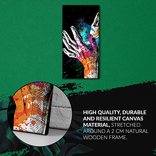 Horloge murale moderne toile 30x60cm silencieuse tableau festival de couleur