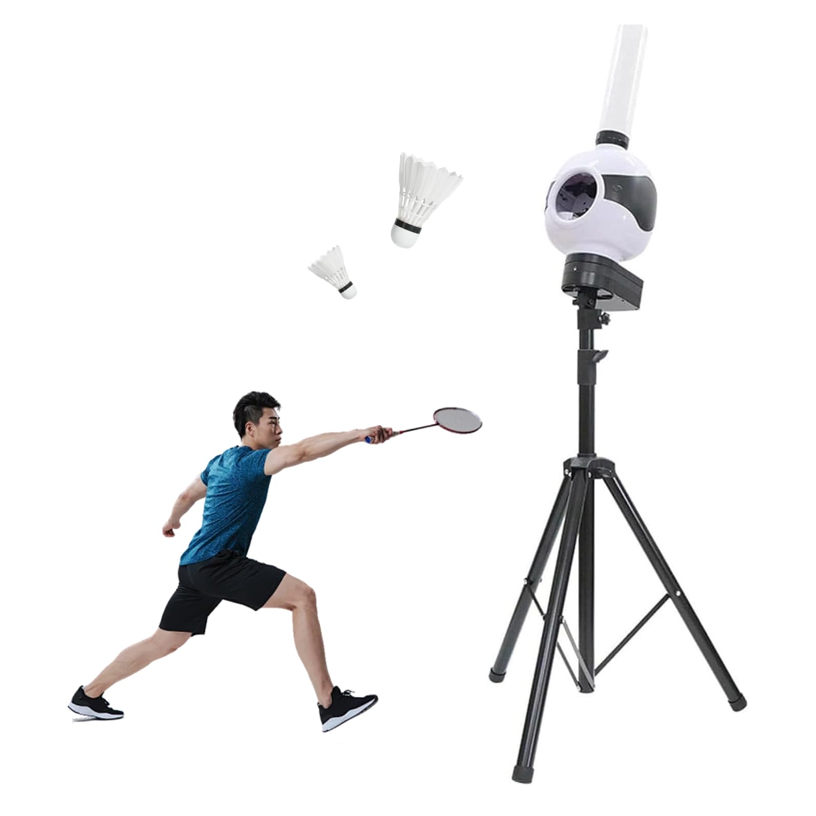 ZHENYUWANG Portable badminton serving machine, automatic badminton robot serving machine, shuttlecock throwing machine set, indoor and outdoor badminton training launcher