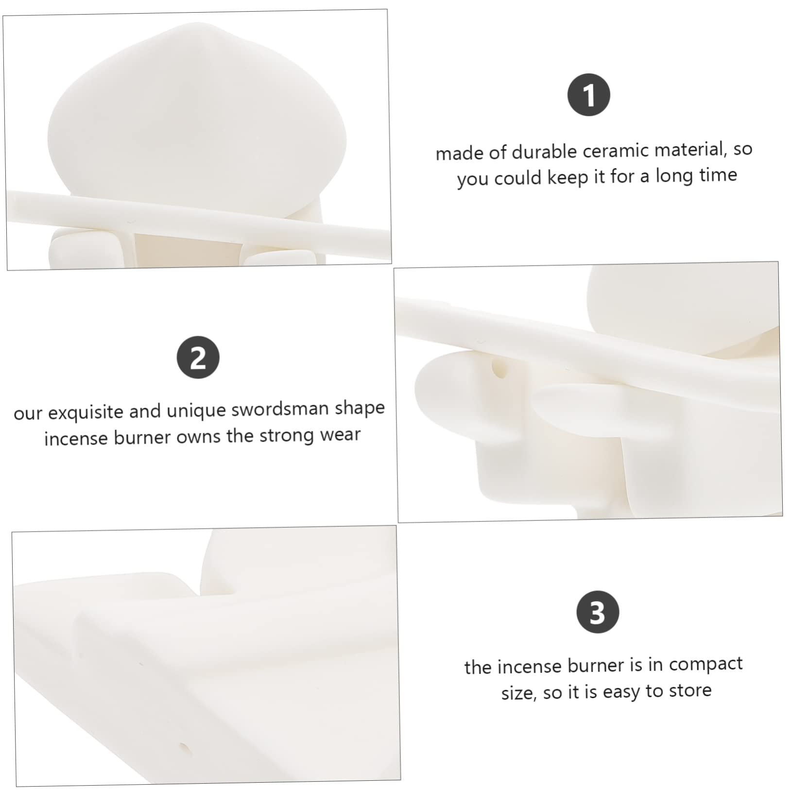 Soporte para Incienso Decorativo de Cerámica Blanco, 1 Juego