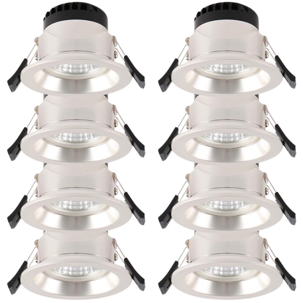 Aioneer 8 Pcs Led Recessed Downlight, 7W Anti-Glare Spotlight Cob Embedded Ceiling Light -Embedded Hole Light -Simple Retrofit Installation - No FlickerB-4000K
